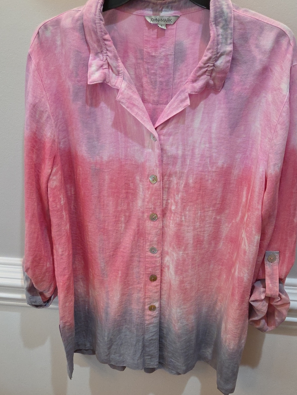 John Mark Pink Ombre Button-Up Womens Shirt